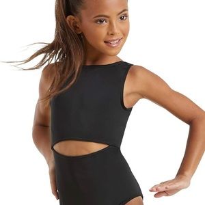 Balera Black Cutout Dance Leo Child Medium Street Size 10/12 Girls